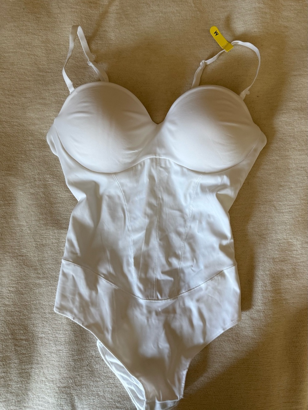 Maidenform White Bustier-Style Bodysuit with Molded Cups